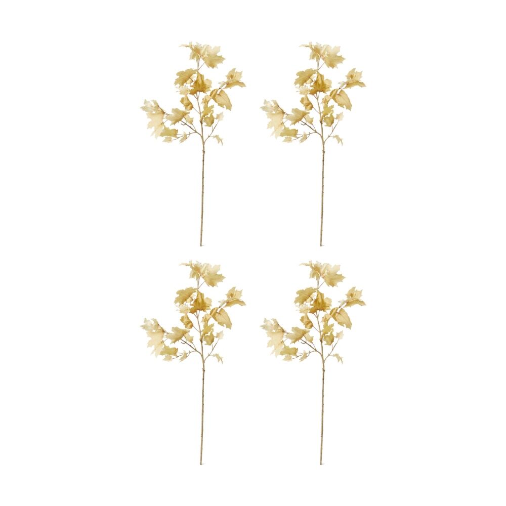 4PK E Style Maple Autumn Leaf Branch Realistic Artificial Flower Cream 112cm