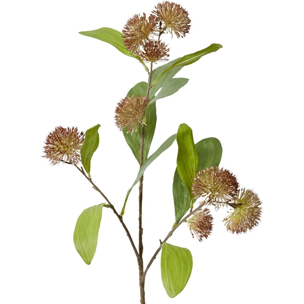 4PK E Style Sweet Gum Pom Spray Realistic Artificial Flower Brown 71cm