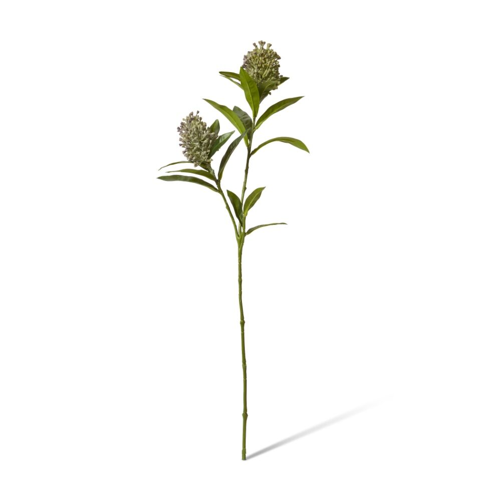 2PK E Style Skimmia Spray Artificial Flower Stem Decor Green Brown 22x18x72cm