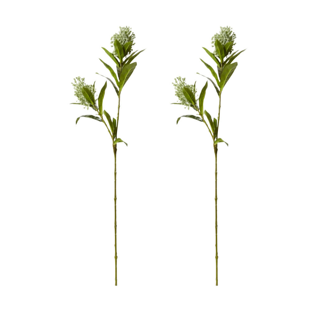 2PK E Style Skimmia Spray Artificial Flower Stem Decor Green 22x18x72cm
