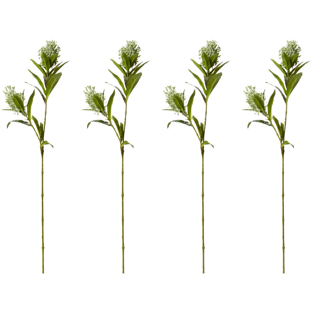 4PK E Style Skimmia Spray Artificial Flower Stem Decor Green 22x18x72cm