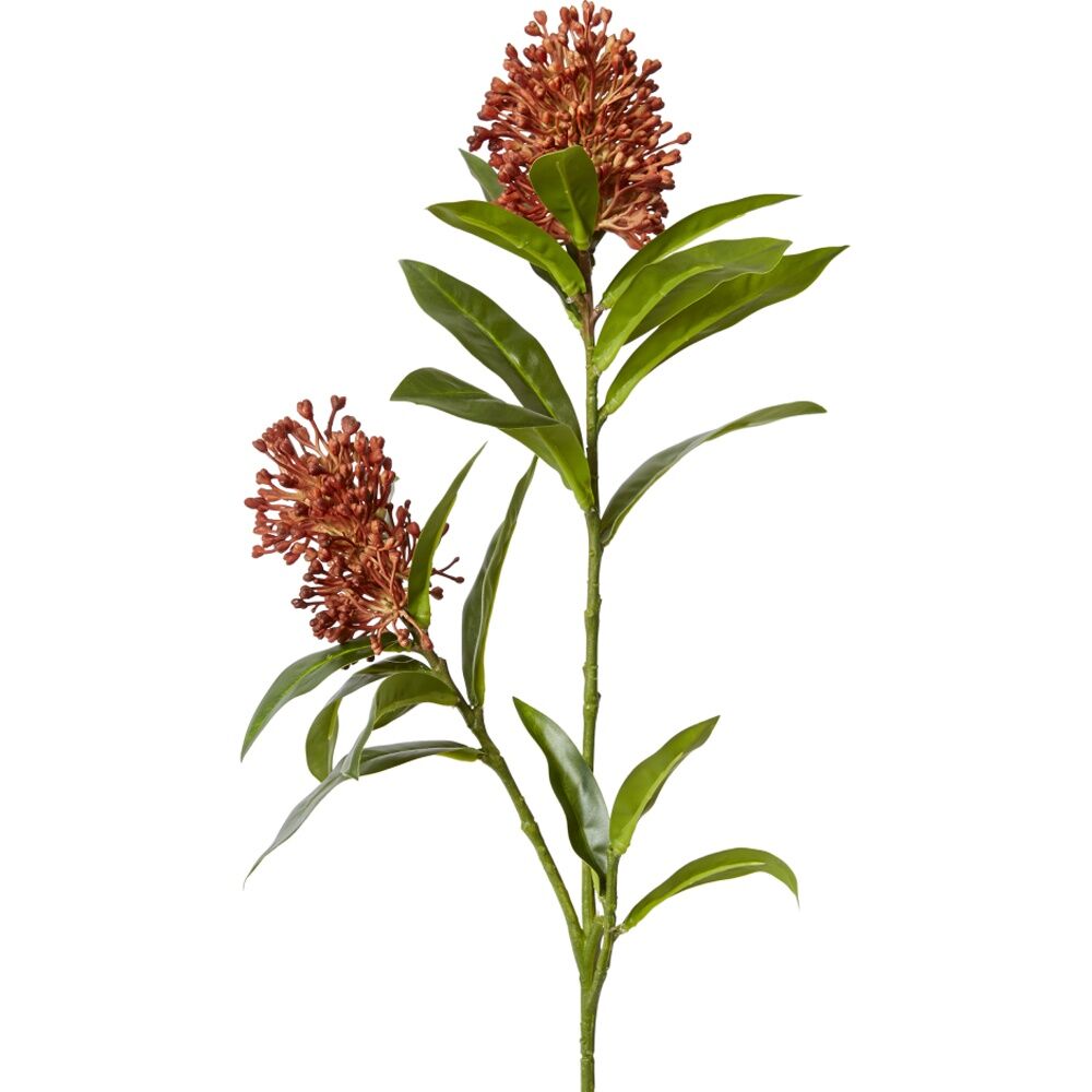 2PK E Style Skimmia Spray Artificial Flower Stem Decor Red 22x18x72cm