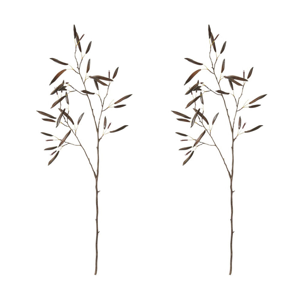2PK E Style Flax Flower Spray Artificial Plant Stem Decor Brown 42x26x94cm