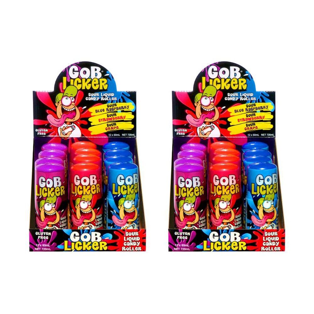 24PK Gob Licker Sour 60ml Fruit Flavour Lollies/Gummies - Assorted