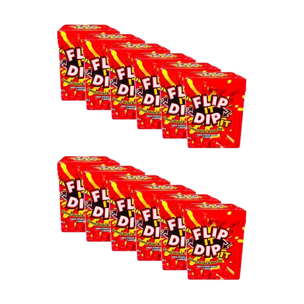 12PK Park Avenue Flip It Dip Gummy Sticks & Sour 96g Fruity Gummies - Assorted