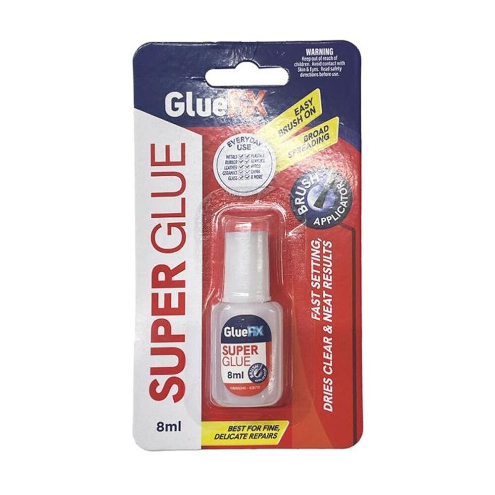 24PK GlueFix Fast Setting Dries Clear Precise Repairs Super Glue Brush 8ml
