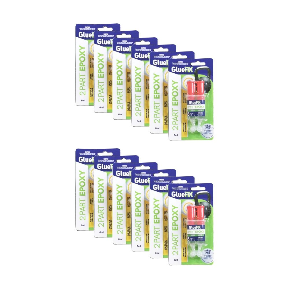 12x 2pc GlueFix Epoxy Syringe Clear Strong Bond Glue Tubes 6ml