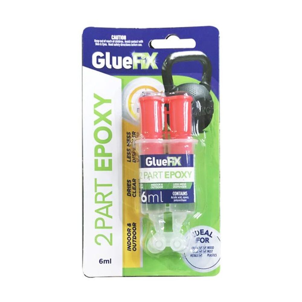 12x 2pc GlueFix Epoxy Syringe Clear Strong Bond Glue Tubes 6ml