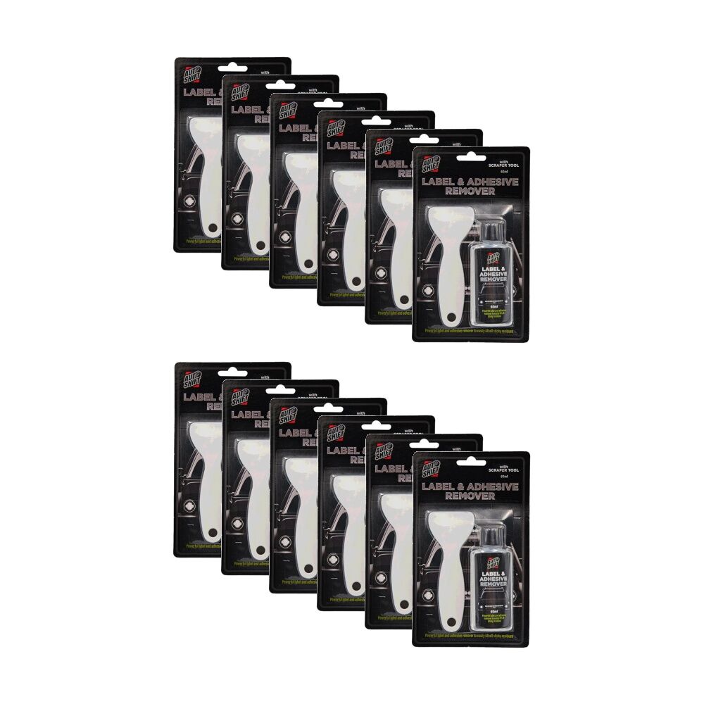 12PK Auto Shift Label & Adhesive Sticker Remover Tube w/ Scraper Tool 60ml