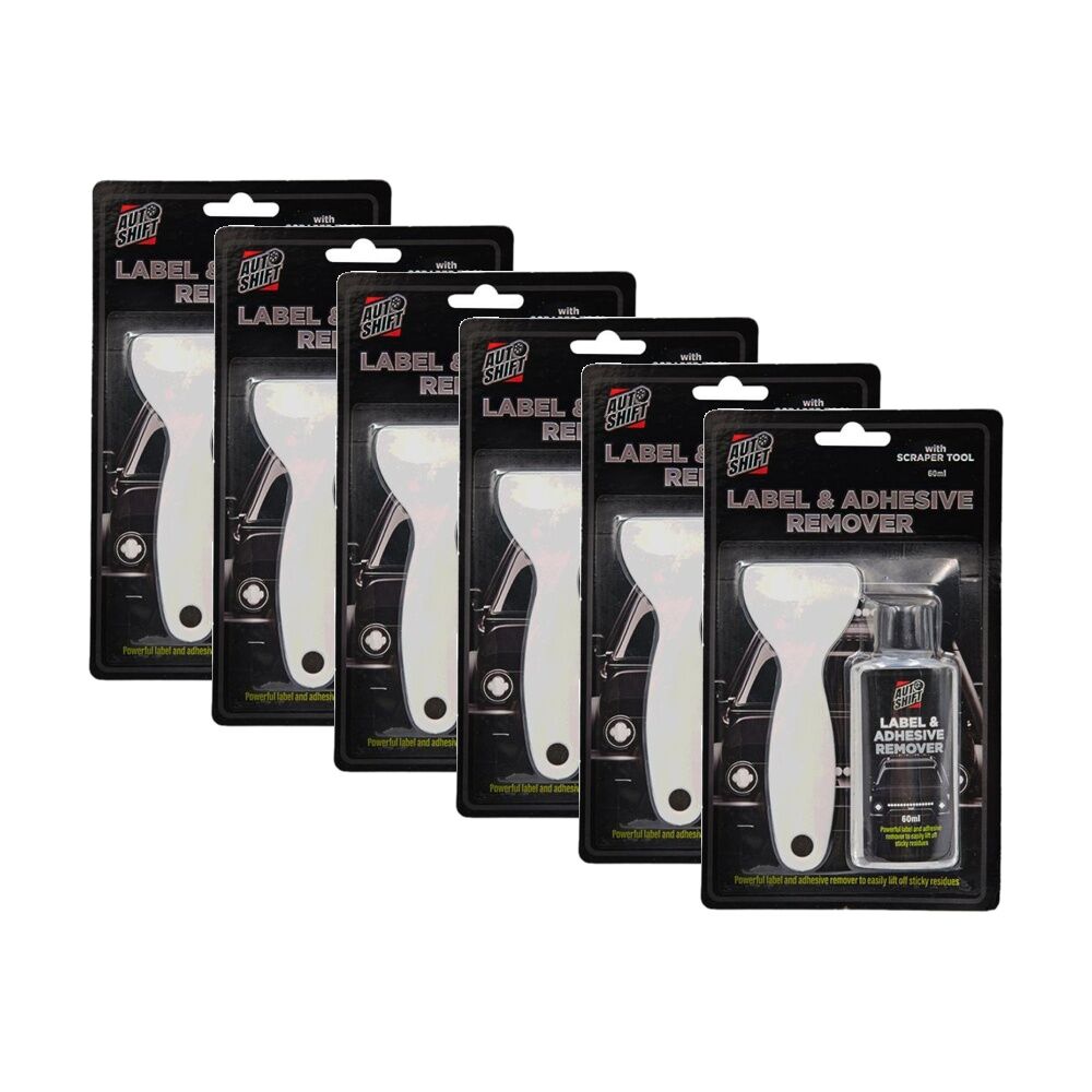 6PK Auto Shift Label & Adhesive Sticker Remover Tube w/ Scraper Tool 60ml