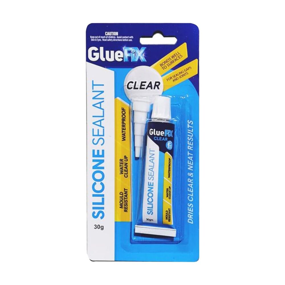 24PK GlueFix Waterproof Mould-Resistant Silicone Sealant Glue Tube 30g Clear