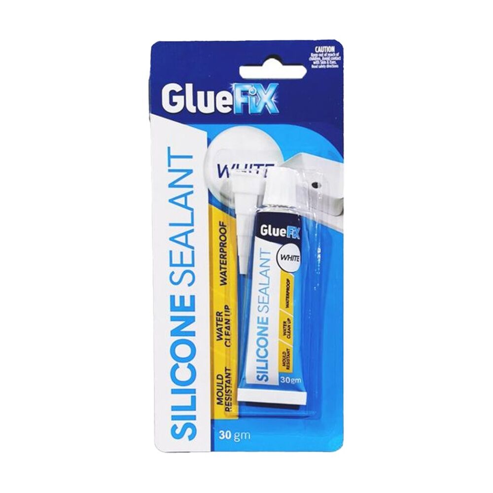 24PK GlueFix Waterproof Mould-Resistant Silicone Sealant Glue Tube 30g White