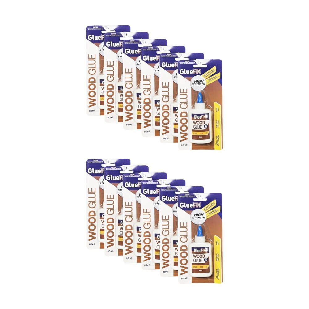 12PK GlueFix Adhesive High Strength Quick Dry Wood Glue Tube 80ml