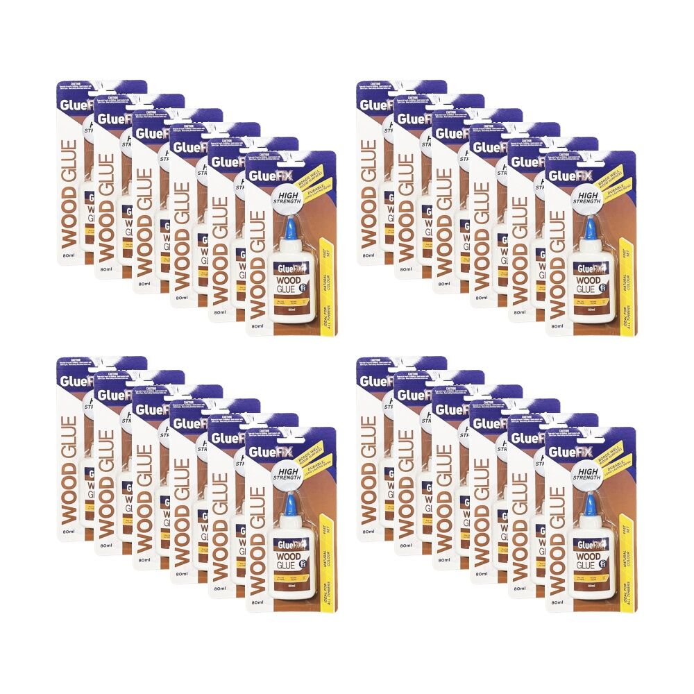 24PK GlueFix Adhesive High Strength Quick Dry Wood Glue Tube 80ml