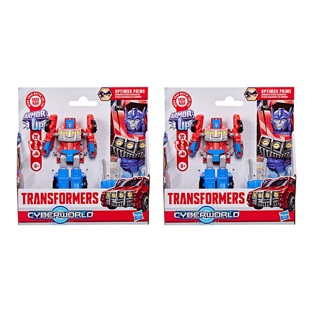 2PK Transformers Cyberworld Armoured Cyber Changers Kids Figure Toy 6y+ Assorted