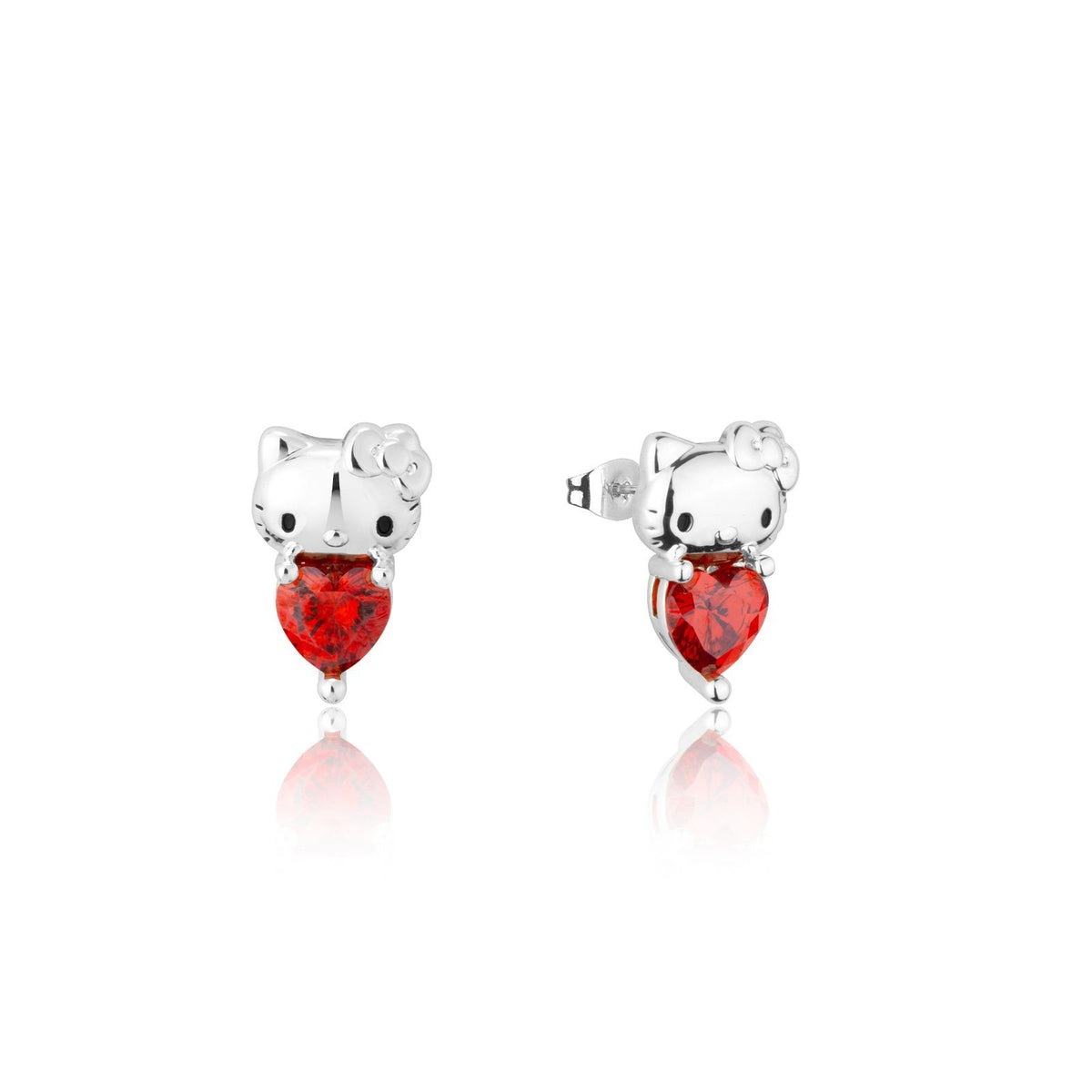 Couture Kingdom Hello Kitty July Stud Earrings Silver White Gold Plated 5y+