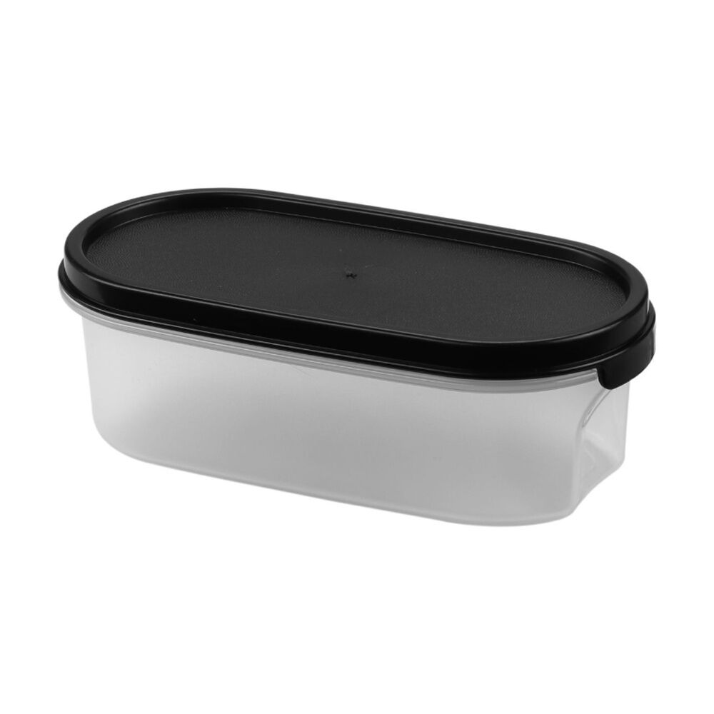 24x Partyware Dry Food Storage Container W/ Black Lid 500ml Clear
