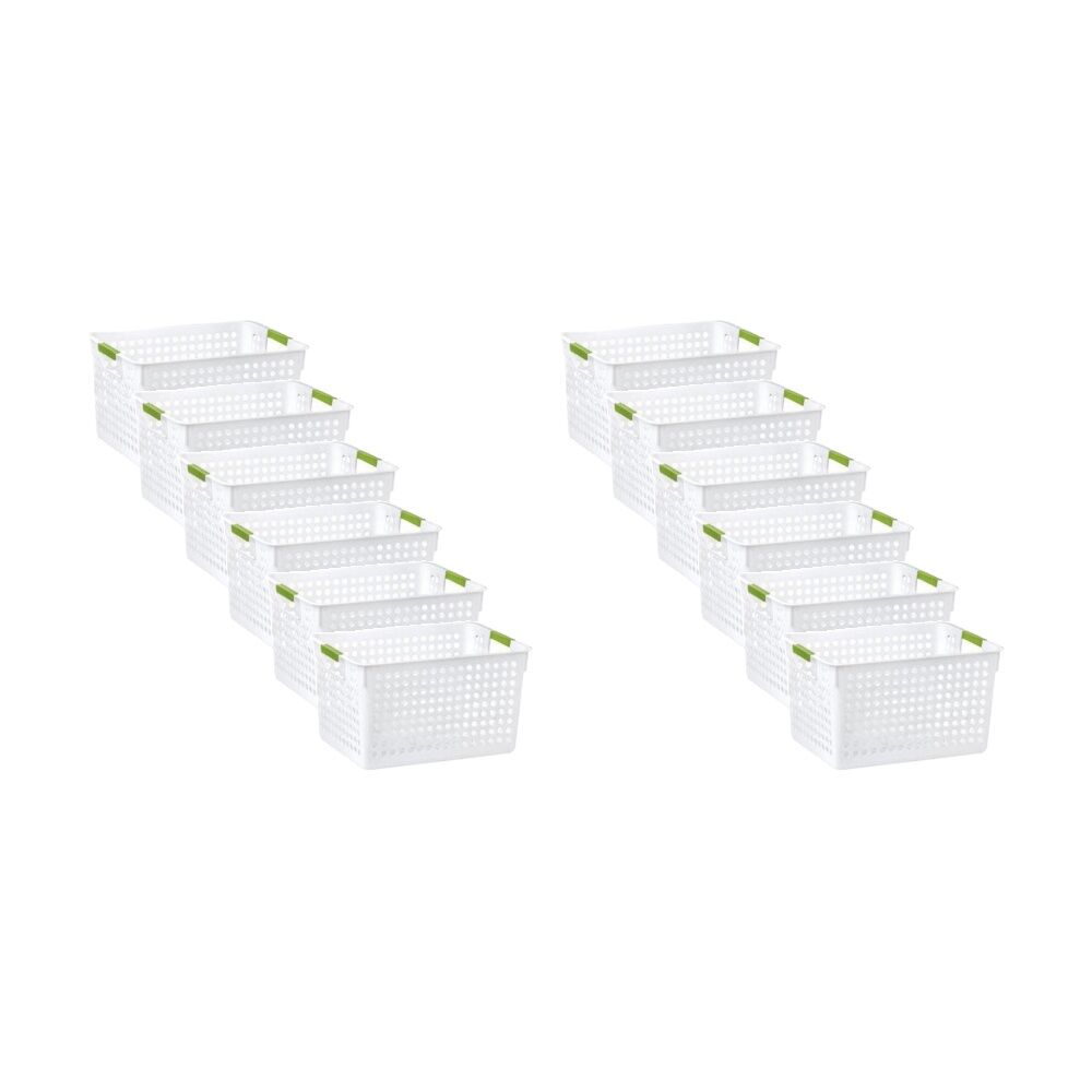 12PK Braz 10L Tokyo Plastic Storage Basket W/ Handles 31x21x17cm Assorted