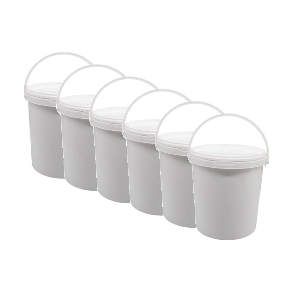 6PK Braz 16L Painters Bucket w/ Handle Painting Supply 29x32cm White