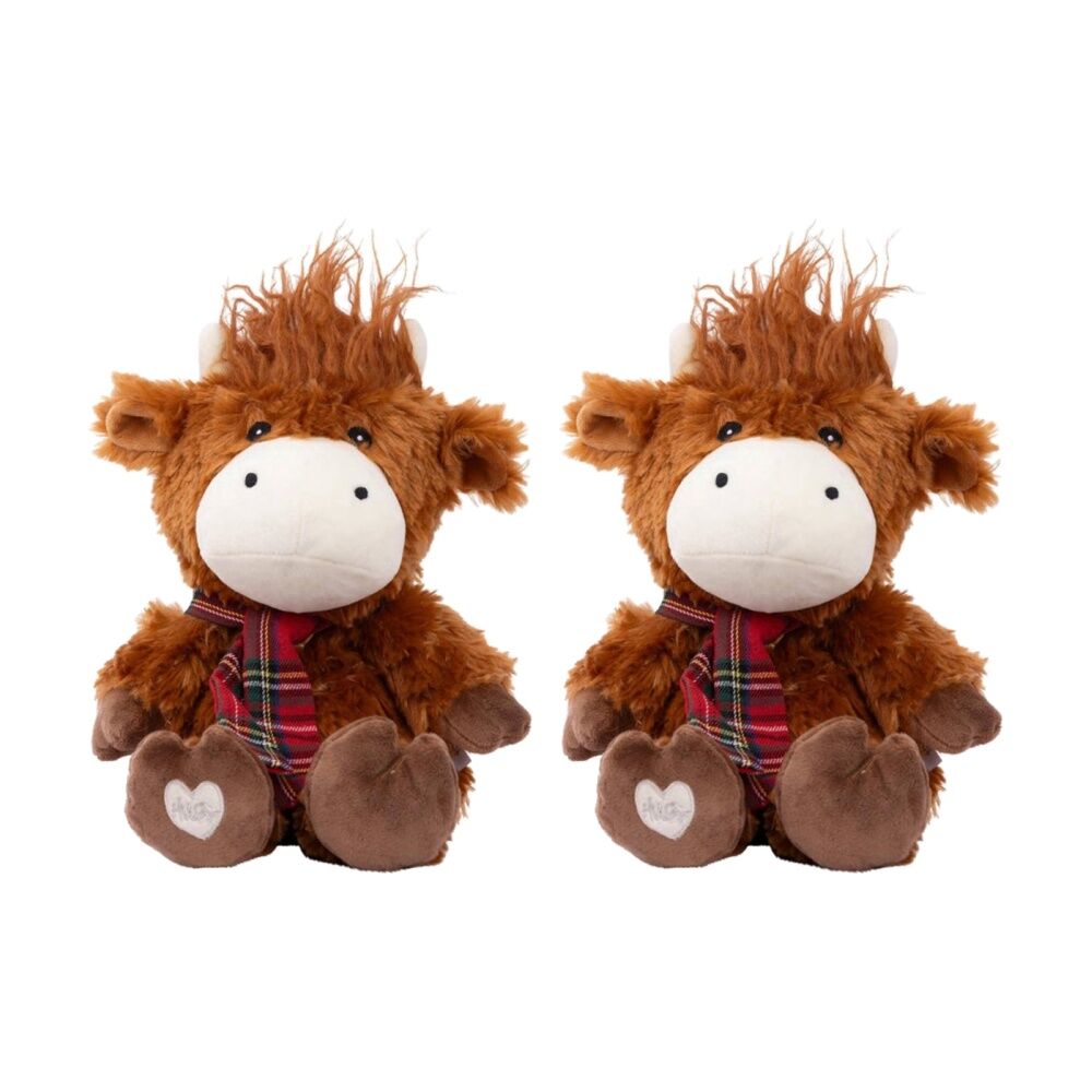 2PK Toasty Hugs Hamish Highland Cow Plush Heatable Coolable Microwave Safe