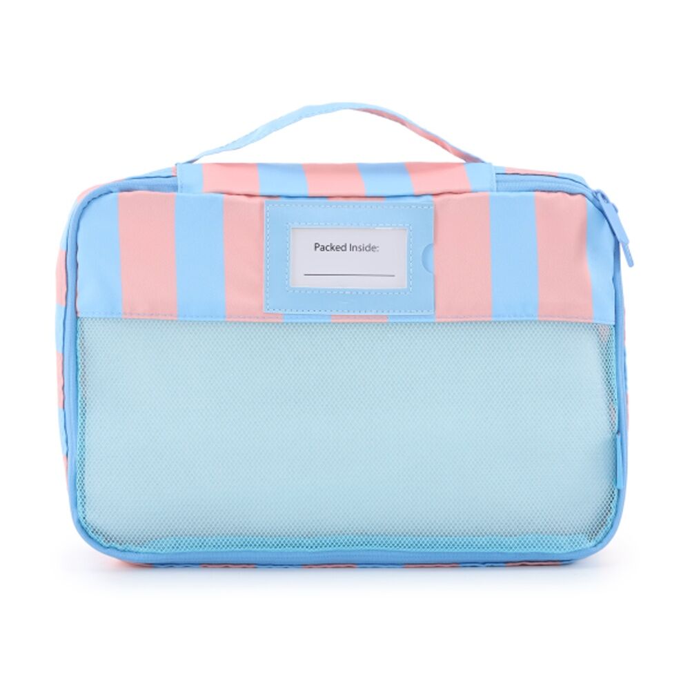 5pc iPack Strip Packing Cube Set Travel Blue And Coral 38x28x7cm