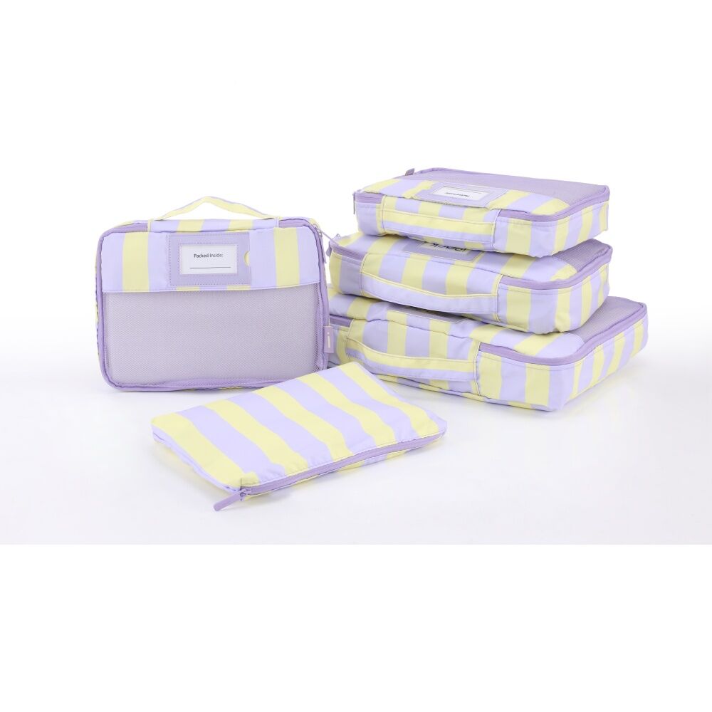 5pc iPack Strip Packing Cube Set Travel Purple And Yellow 38x28x7cm