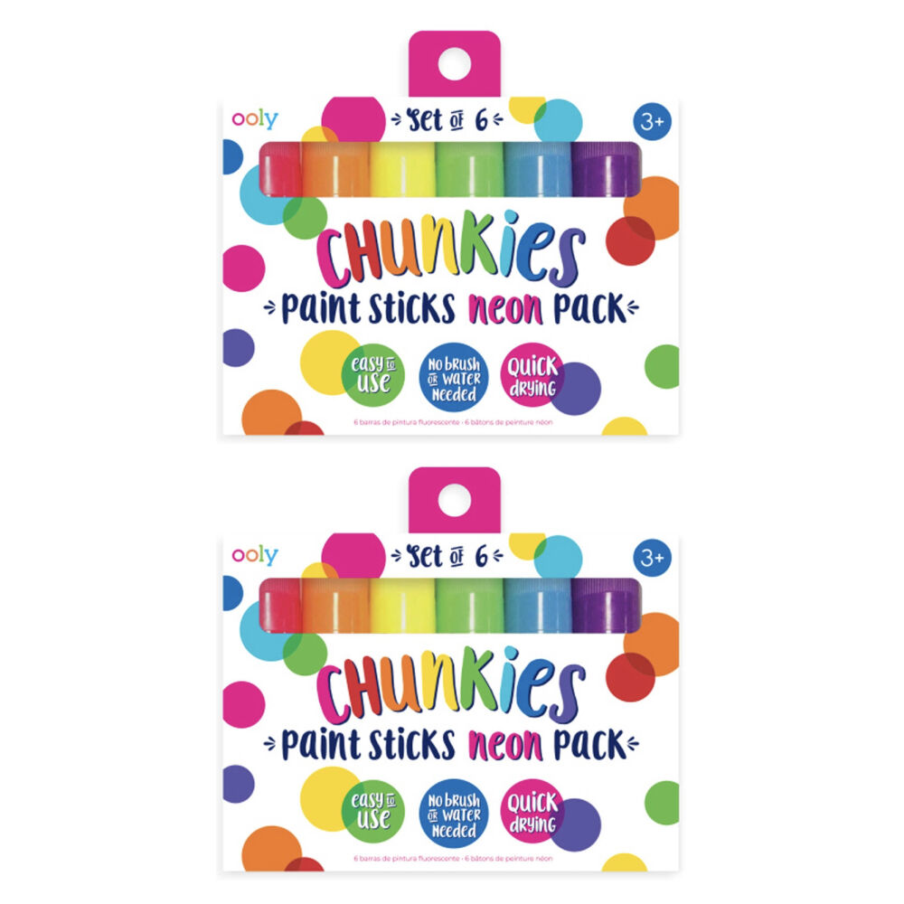 2x 6pc Ooly Chunkie Paint Stick Neon Colours Quick Drying Kids Activity 3y+