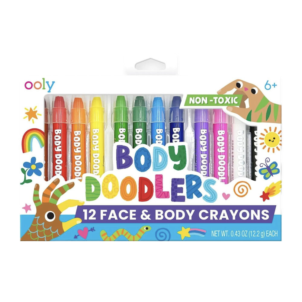 12pc Ooly Markers Face & Body Doodlers Vibrant Colours Skin-Safe Kids Set 4y+