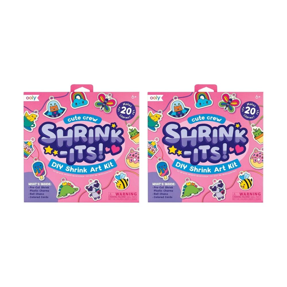 2PK Ooly Kids 6y+ Cute Crew Shrink It's DIY Shrink-Art Charm Craft Kit