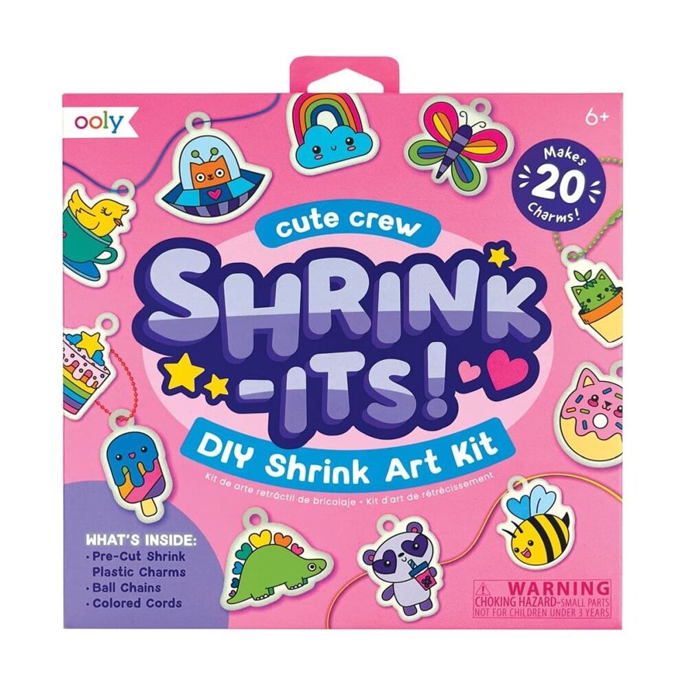 2PK Ooly Kids 6y+ Cute Crew Shrink It's DIY Shrink-Art Charm Craft Kit