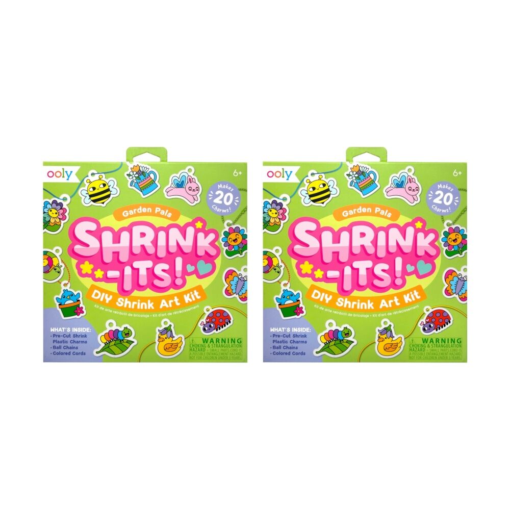 2PK Ooly Shrink-its Garden Pals DIY Shrink Art Kit Makes 20 Charms Kids Activity