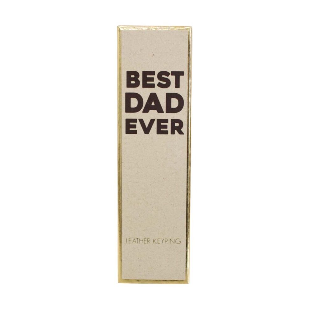 2PK LVD Brown Leather Best Dad Ever Key Ring With Gift Box 13x2cm