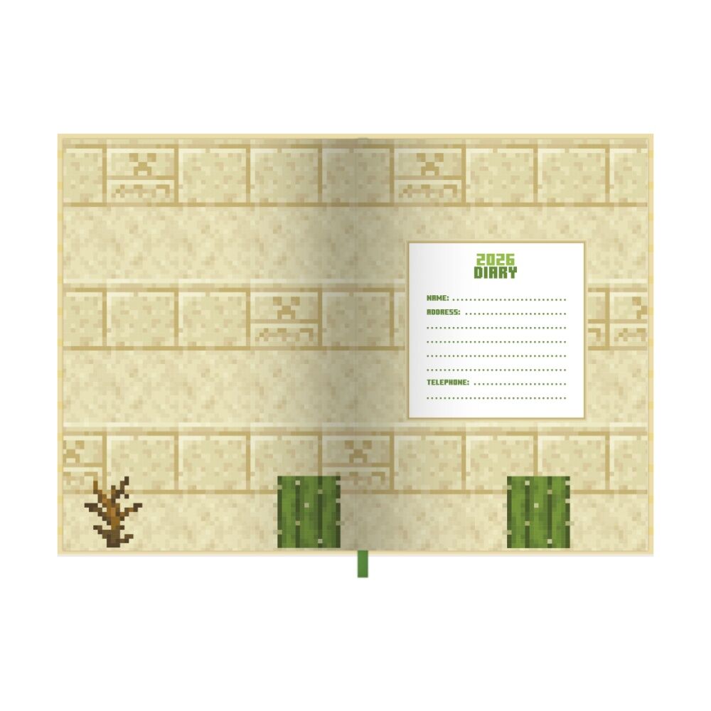 Minecraft 2026 Green Planner Yearly Diary Notebook A5 21x16cm