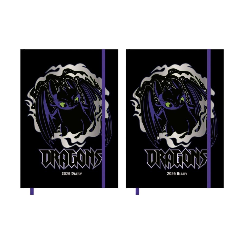 2PK How To Train Your Dragon 2026 Black Planner Yearly Diary Notebook A5 21x16cm