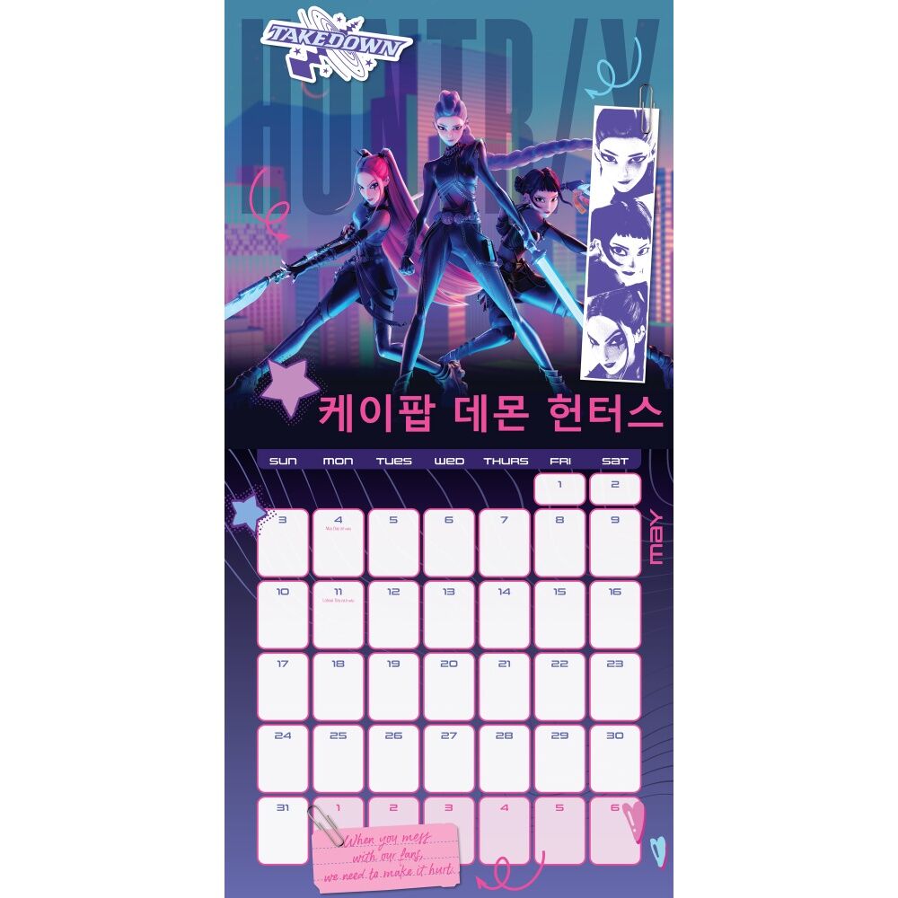 Kpop Demon Hunters 2026 Square Wall Calendar Room Decor 30x30cm