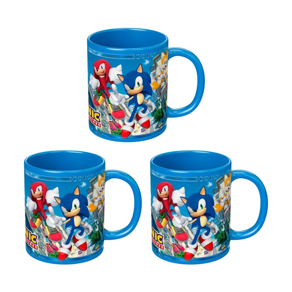 3PK Sonic The Hedgehog Sonic-Characters Ceramic Coffee Drinking Mug Blue