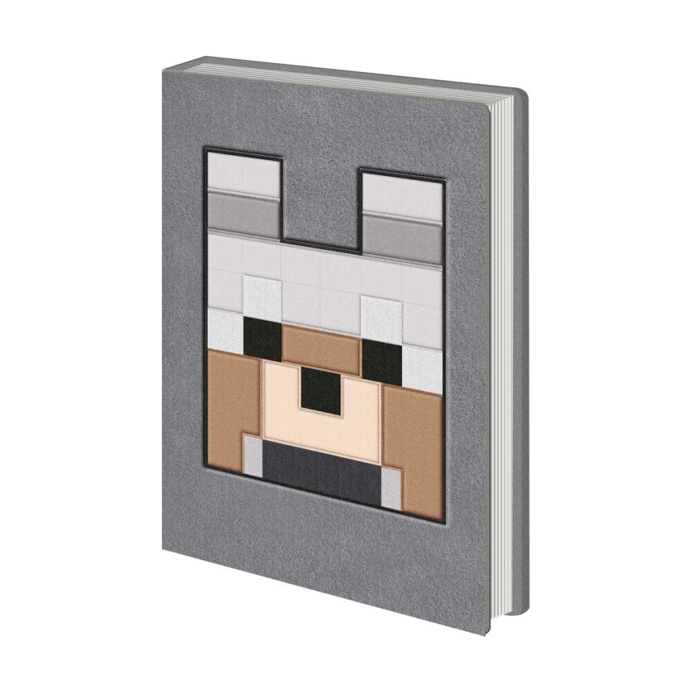 4PK Minecraft Grey Wolf Plush Notebook W/ Inner Compartment A5 21x16cm
