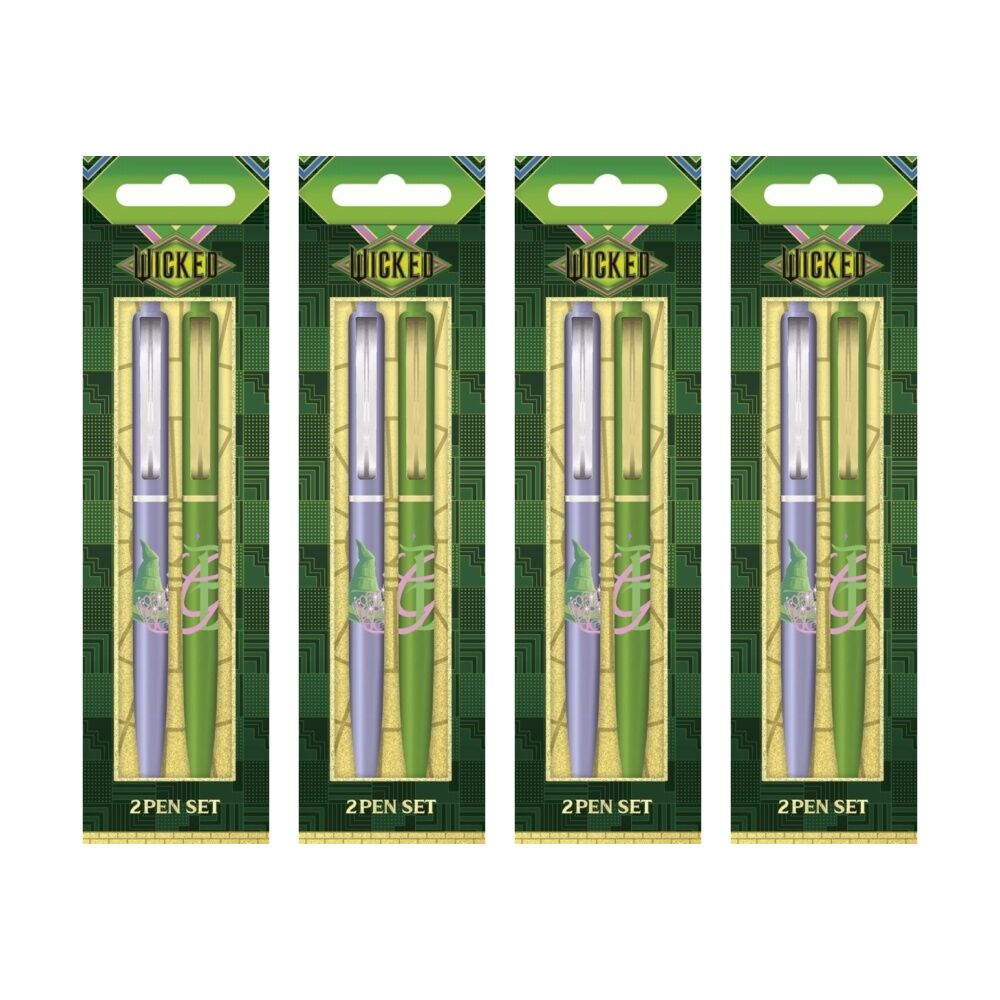 4x 2pc Wicked Elphaba and Glinda Premium Ballpoint Pen Set Click Top