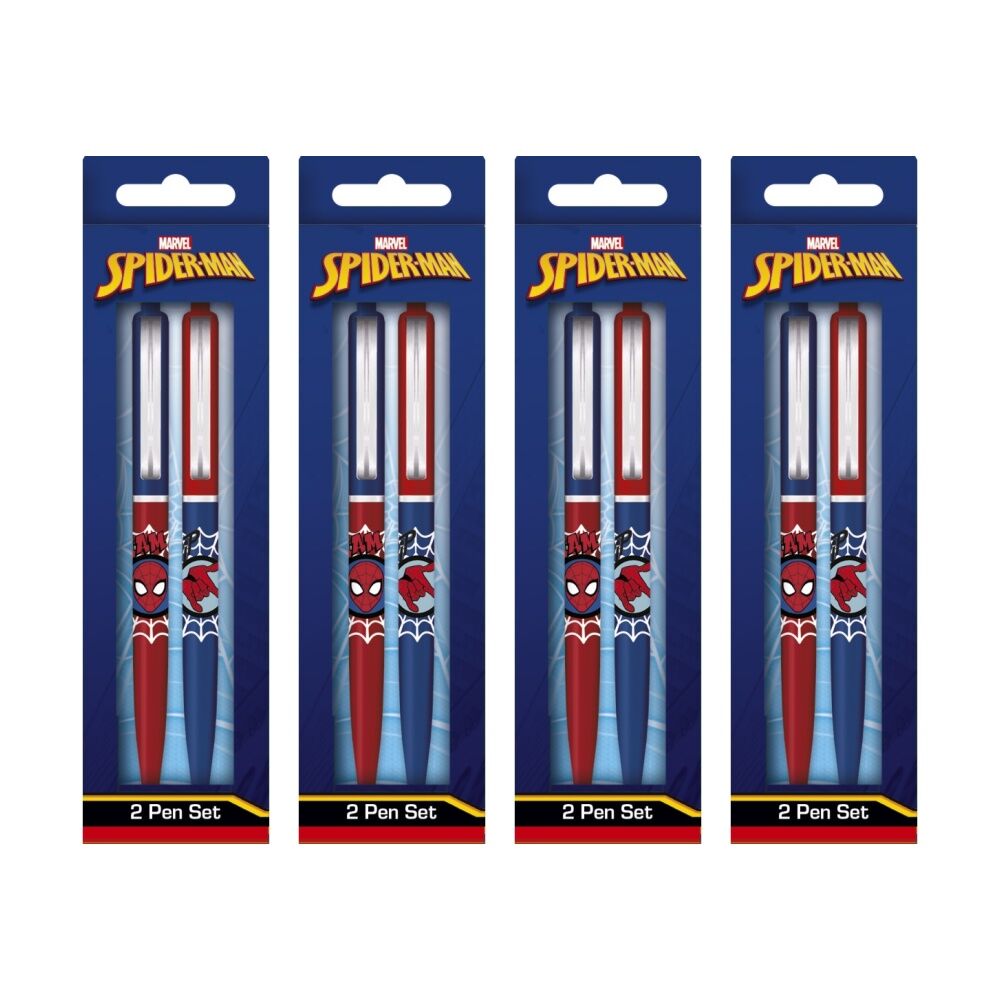 4x 2pc Marvel Comics Spider-Man Web Premium Ballpoint Pen Set Click Top