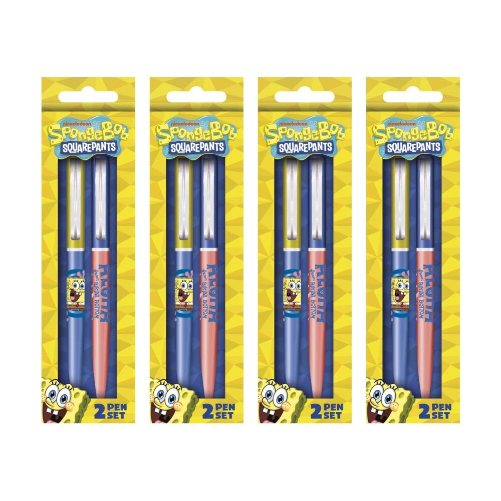 4x 2pc Spongebob Aloha Premium Ballpoint Pen Set Satin Finish Click Top