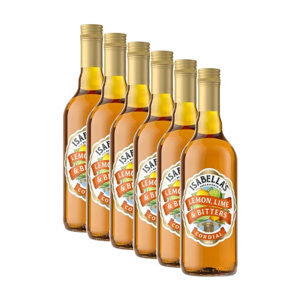 6PK Isabella's Lemon Lime & Bitters Flavoured Concentrated Cordial Bottle 700ml