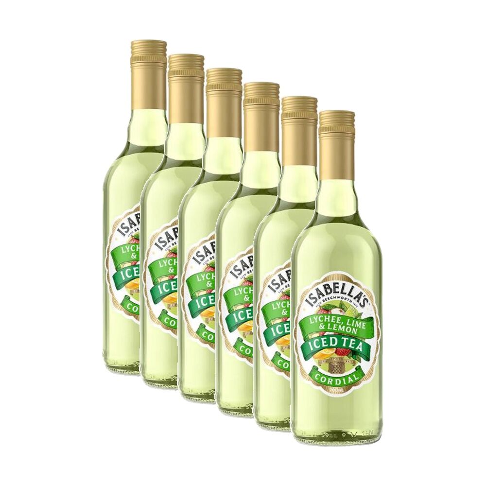 6PK Isabella's Lychee Lime Lemon Ice Tea Flavoured Cordial Bottle 700ml