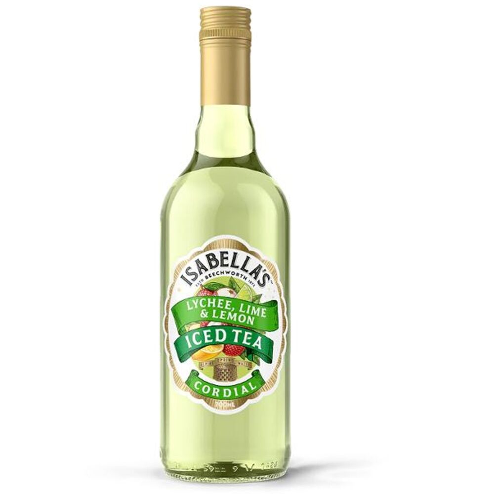 6PK Isabella's Lychee Lime Lemon Ice Tea Flavoured Cordial Bottle 700ml