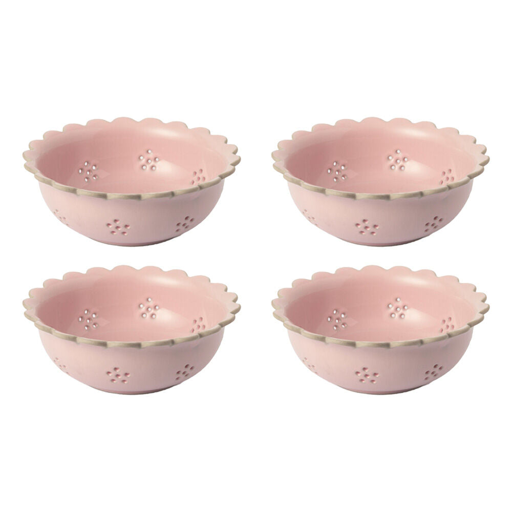 4PK Jamie Oliver Big Love Beautiful Berry Easy Draining Pink Stoneware Bowl 20cm