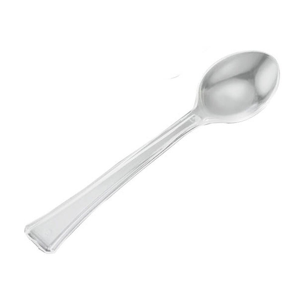 24x 40pc Partyware Reusable Plastic Mini Spoon Clear