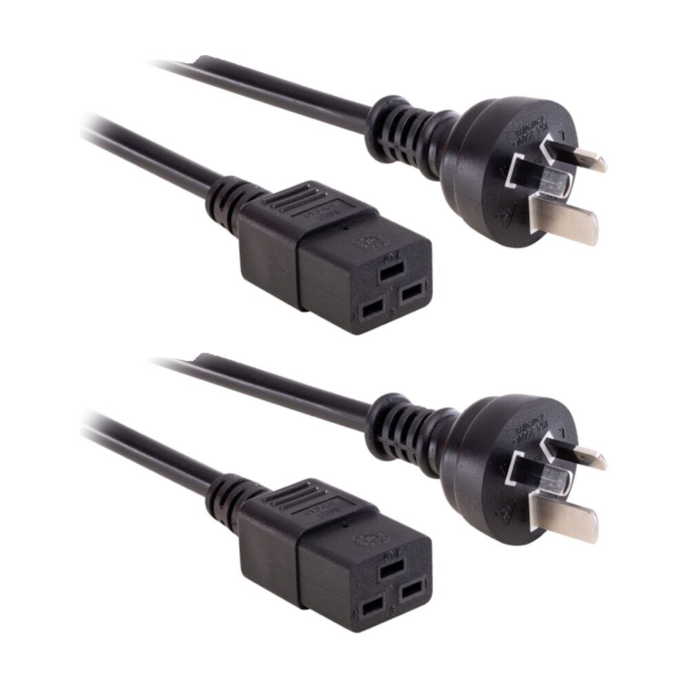 2PK Doss 2M 15Amp Iec-C19 Power Lead Rack Mount Cord 2m Cable Computer