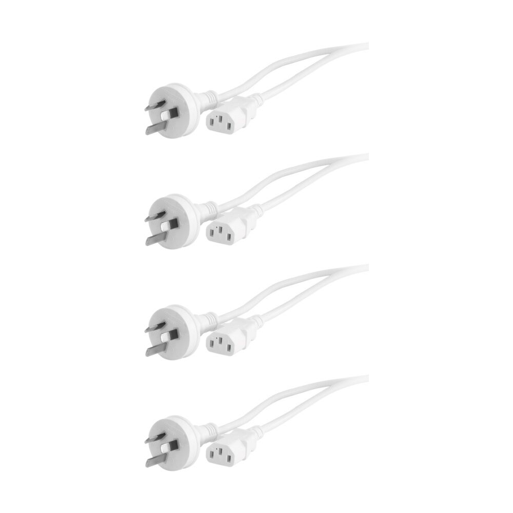 4PK Doss 1M White Iec Power Lead Iec-C13 Appliance Cord 1m AU Cable