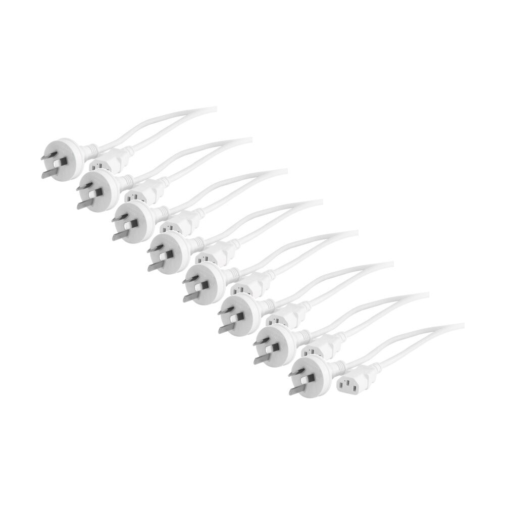 8PK Doss 1M White Iec Power Lead Iec-C13 Appliance Cord 1m AU Cable