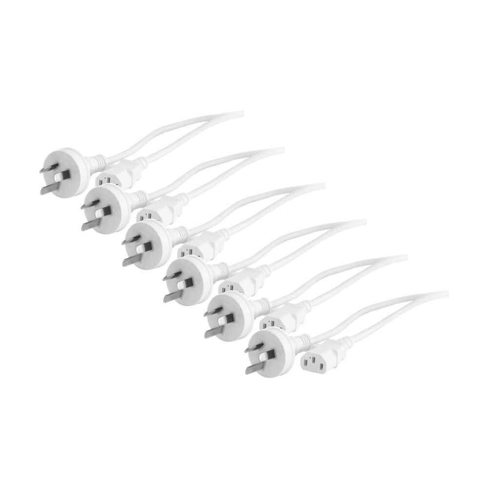 6PK Doss 3M White Iec Power Lead Iec-C13 Appliance Cord 3-Core AU