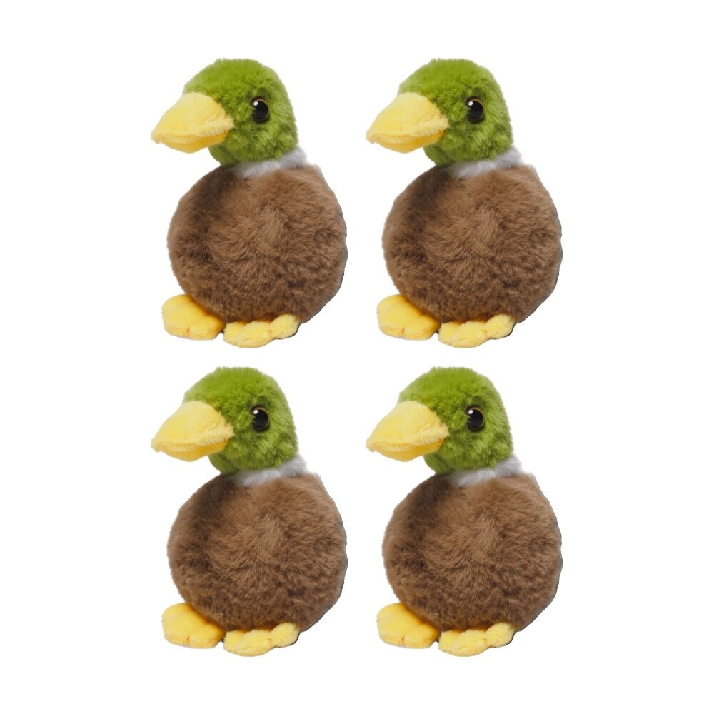 4x Living Nature Little Mallard Duck Soft Animal Kids Plush Toy Multicolour